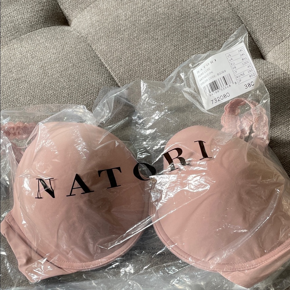 NWT Natori Pure Luxe Full Coverage Bra in Dusty Pink 38C